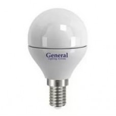 Лампа светодиодная E14-2700 7Вт шар G45 теплый свет  General 640600