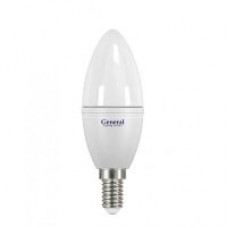 Лампа светодиодная E14-6500 8Вт свеча холодный свет General 638400
