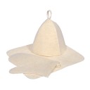 Набор для сауны белый (3 пред.: шапка, коврик, рукавица) 41218