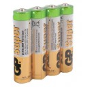 Батарейка AAA LR03 1,5V alkaline 4шт. мизинчик GP Super 24ARS-2SB4 (в пленке) 02915